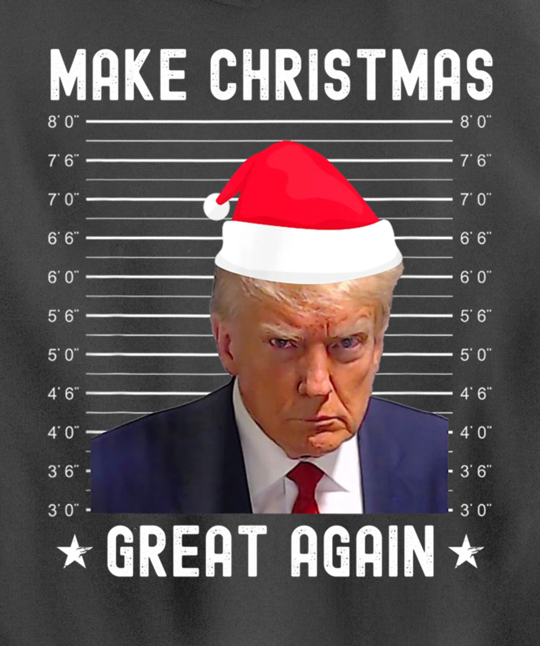 Funny Christmas Make Christmas Great Again Trump Mug Shot Pullover Hoodie