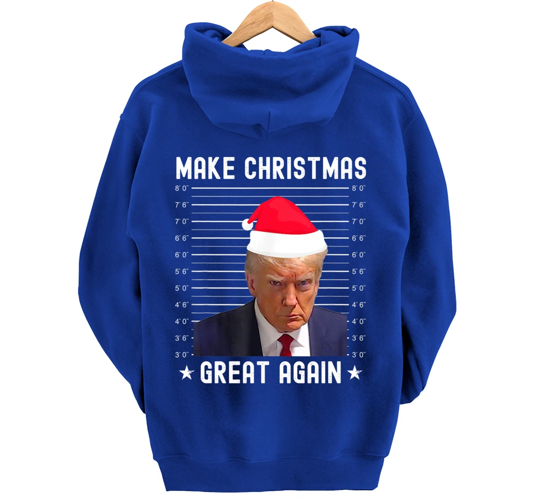 Funny Christmas Make Christmas Great Again Trump Mug Shot Pullover Hoodie