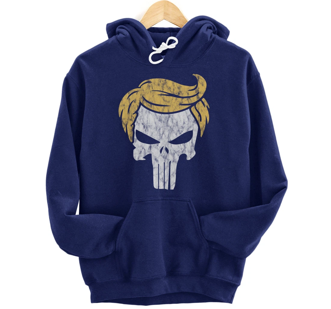 Trump Hair Skull Shirt, Funny Trump Gift Pullover Hoodie