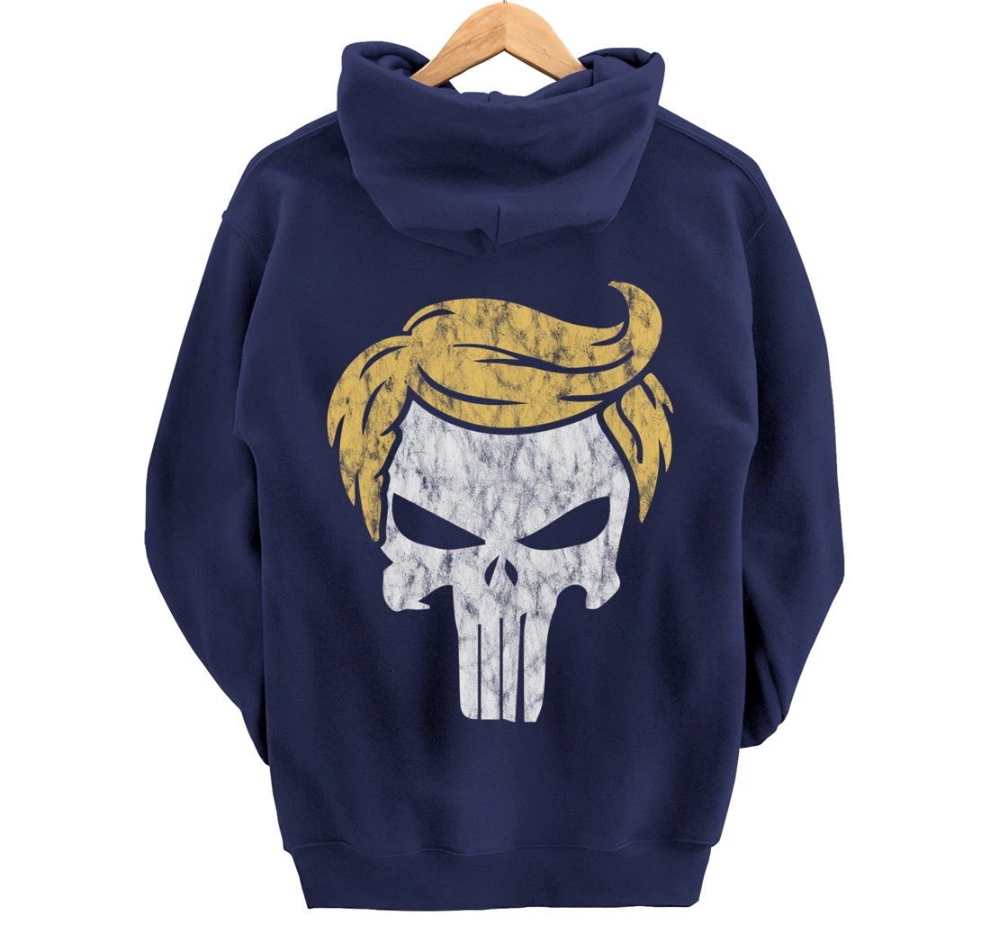 Trump Hair Skull Shirt, Funny Trump Gift Pullover Hoodie