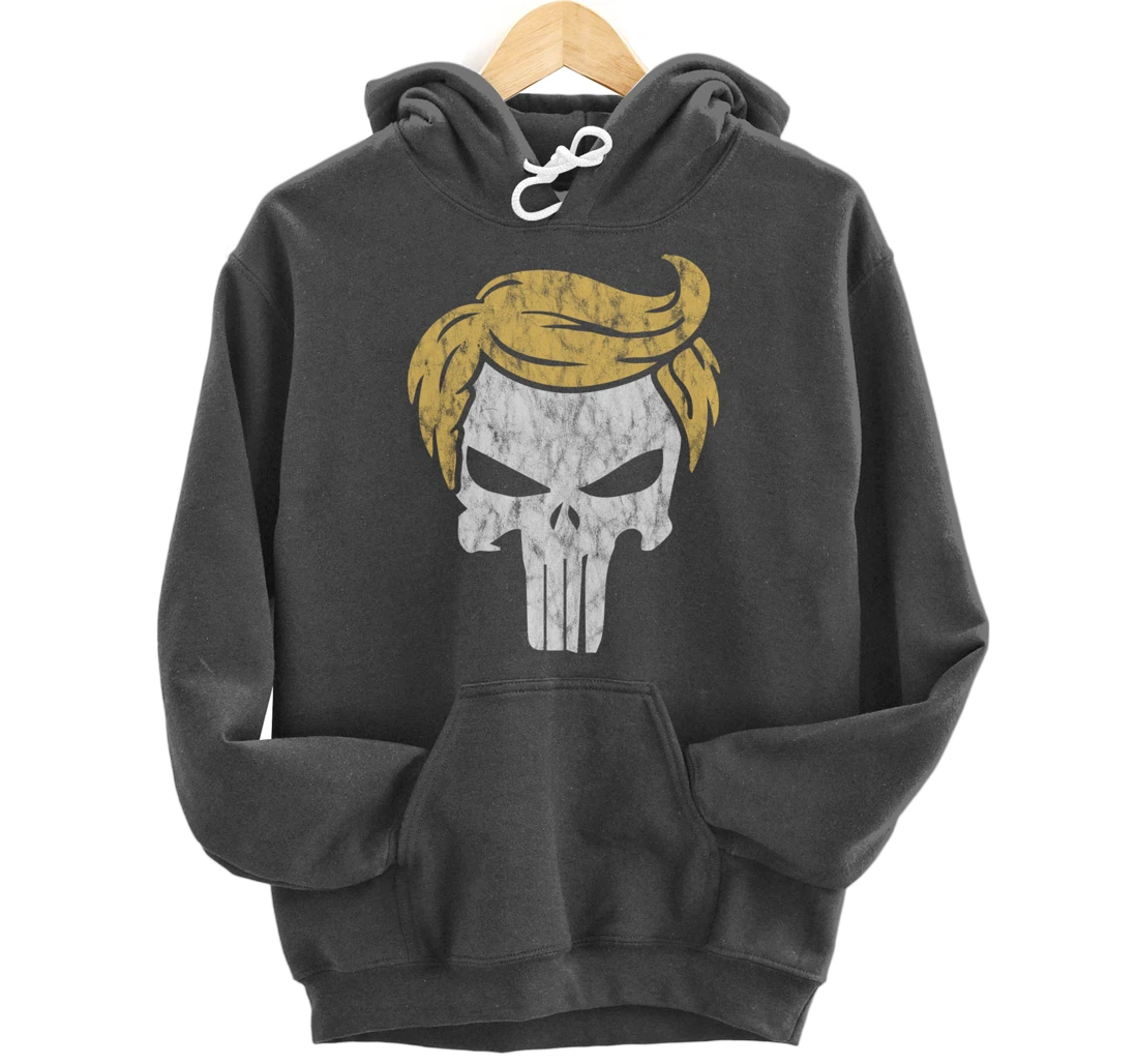 Trump Hair Skull Shirt, Funny Trump Gift Pullover Hoodie