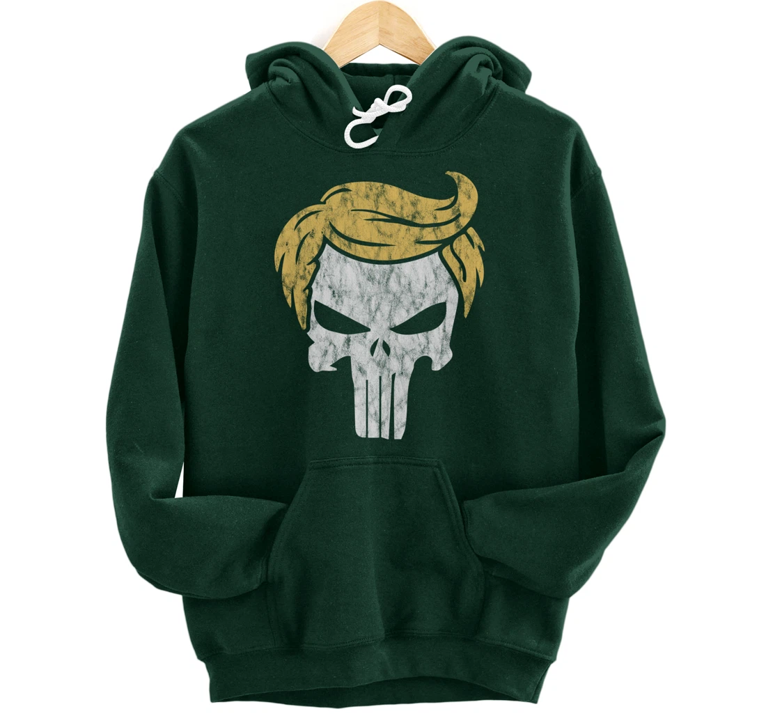 Trump Hair Skull Shirt, Funny Trump Gift Pullover Hoodie