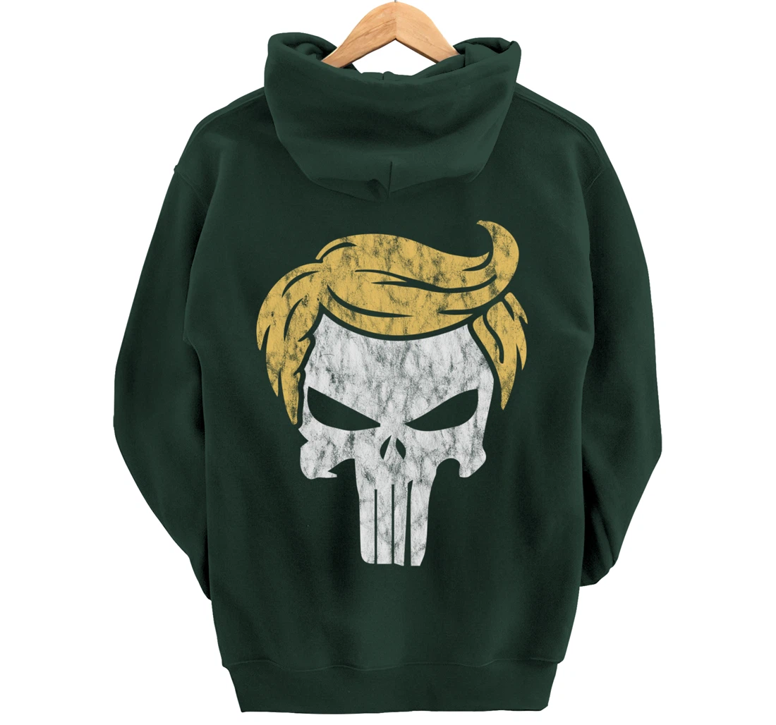 Trump Hair Skull Shirt, Funny Trump Gift Pullover Hoodie