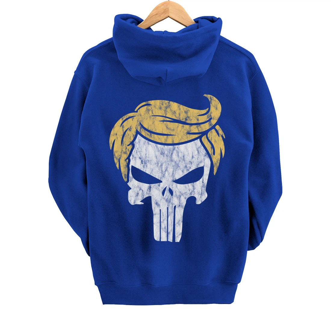 Trump Hair Skull Shirt, Funny Trump Gift Pullover Hoodie