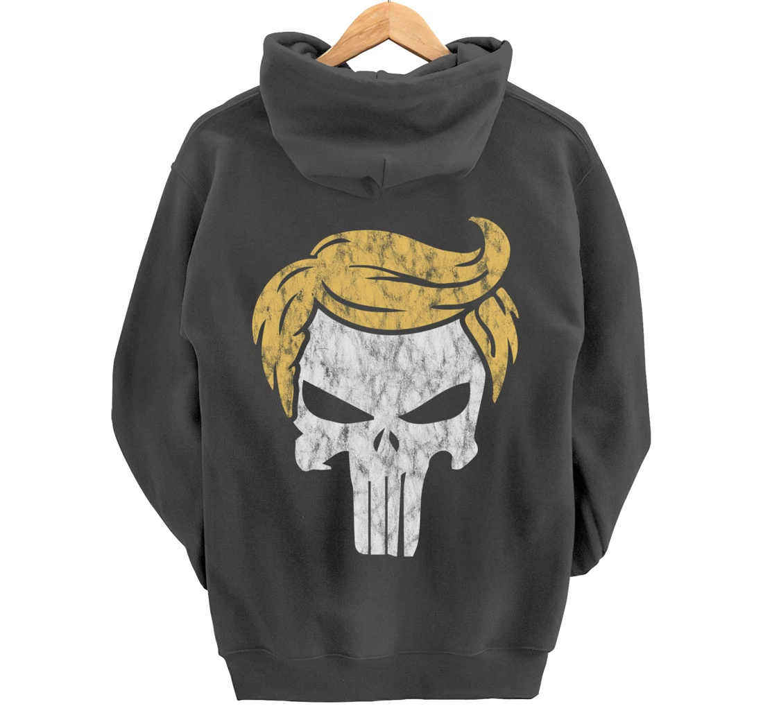 Trump Hair Skull Shirt, Funny Trump Gift Pullover Hoodie