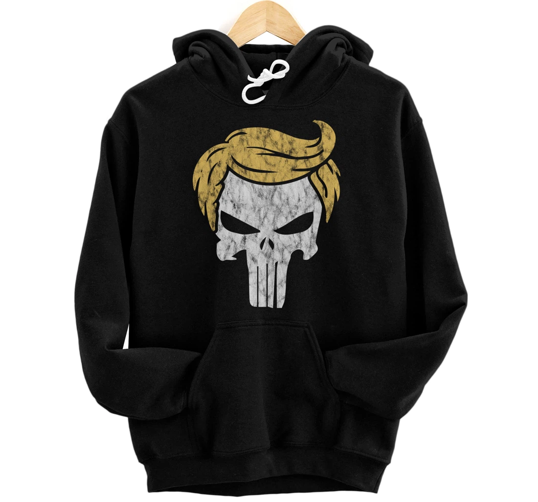 Trump Hair Skull Shirt, Funny Trump Gift Pullover Hoodie