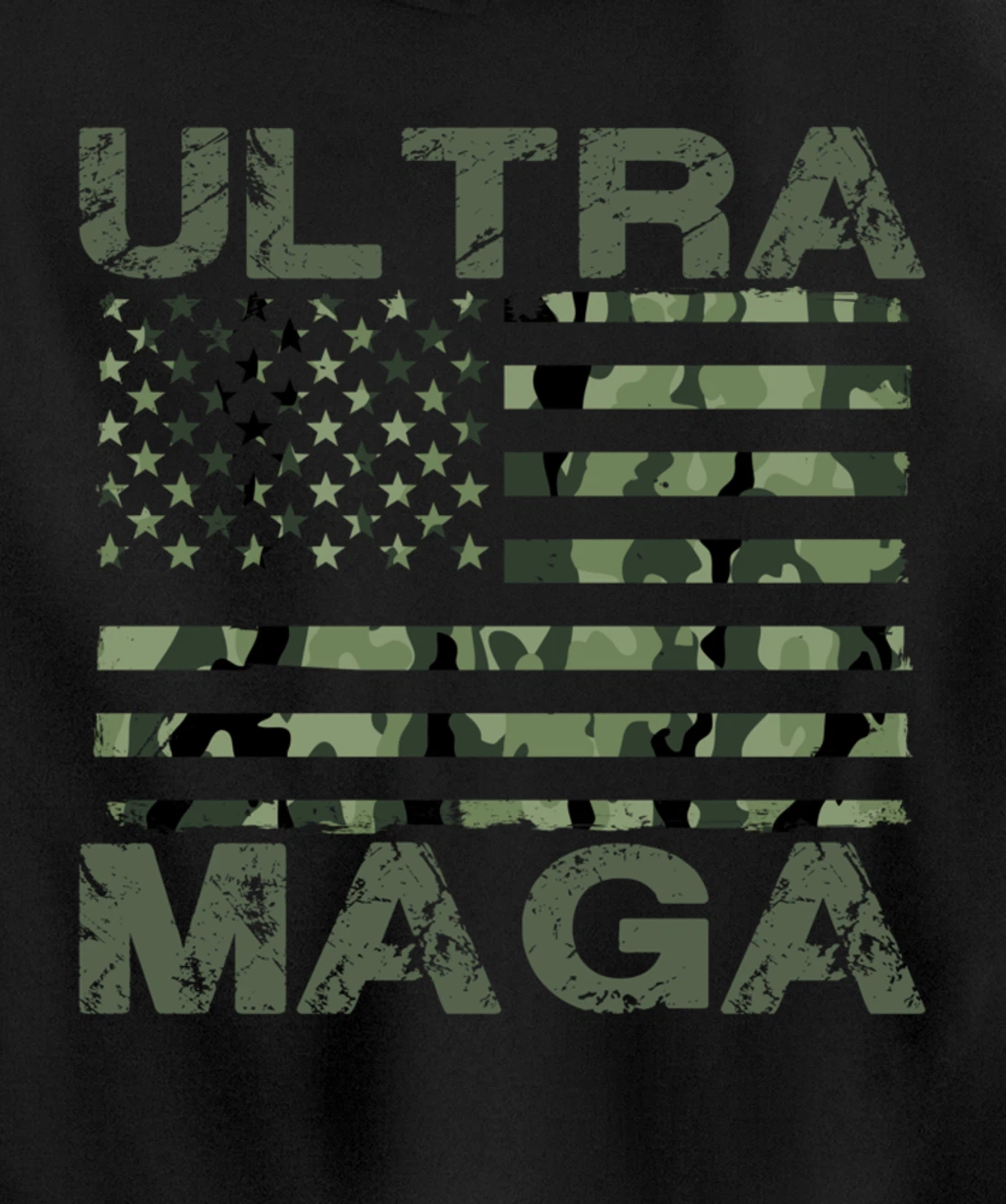 Ultra MAGA Retro Patriotic Trump American Flag Ultra Maga Pullover Hoodie