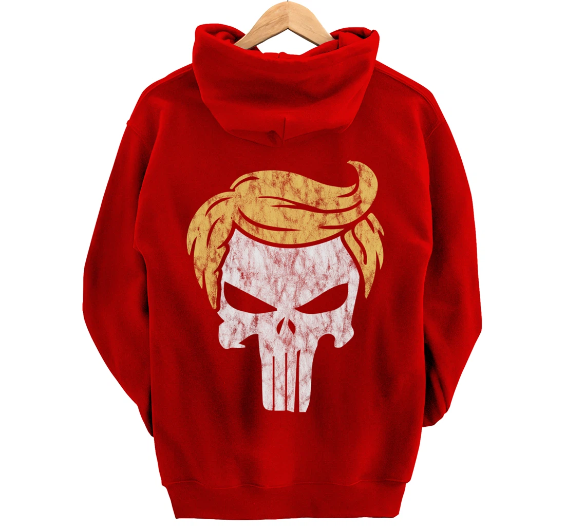 Trump Hair Skull Shirt, Funny Trump Gift Pullover Hoodie