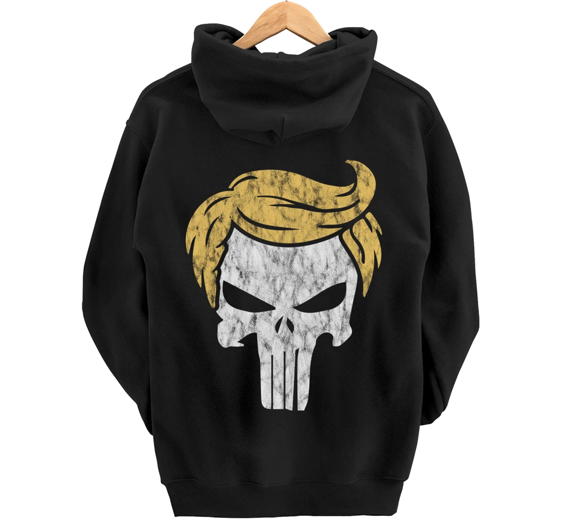 Trump Hair Skull Shirt, Funny Trump Gift Pullover Hoodie