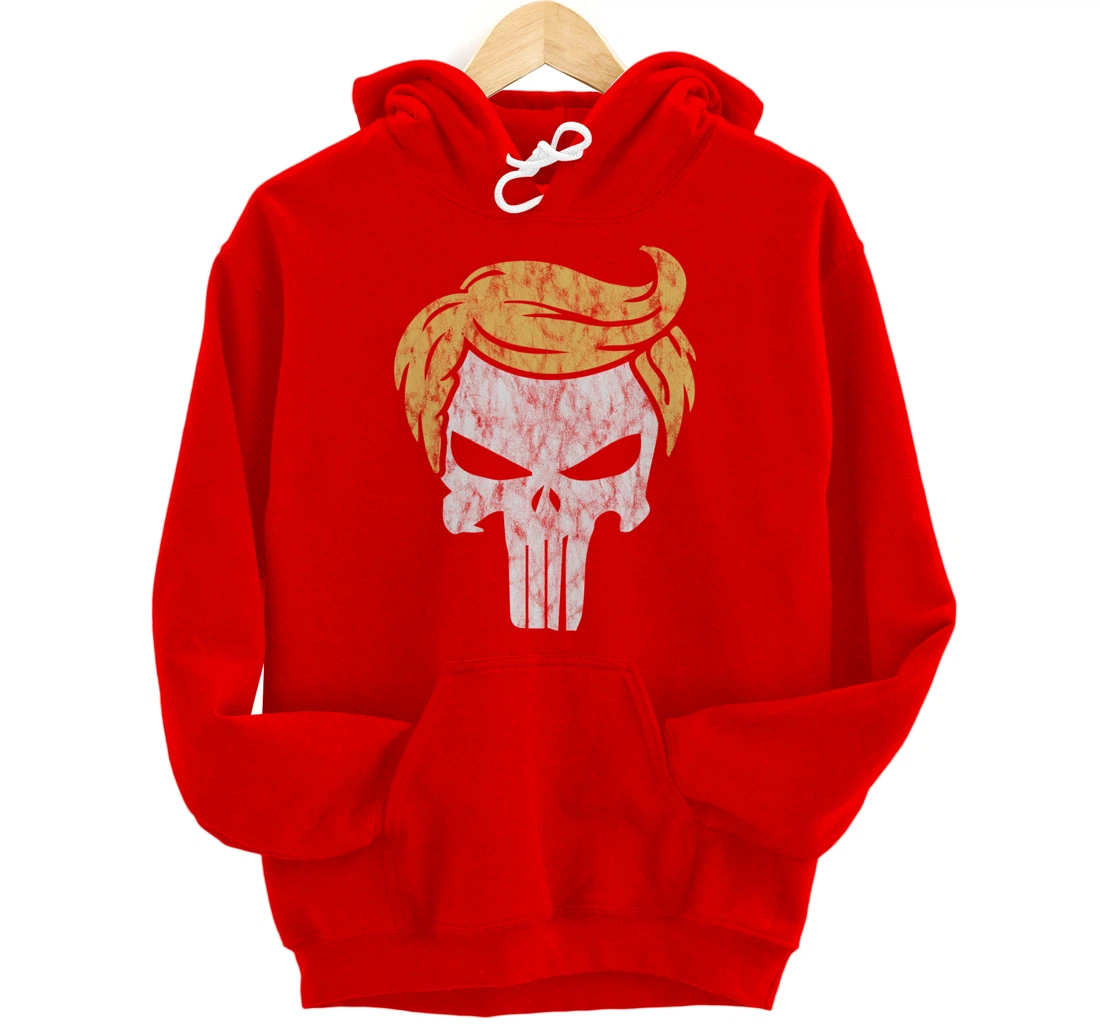 Trump Hair Skull Shirt, Funny Trump Gift Pullover Hoodie