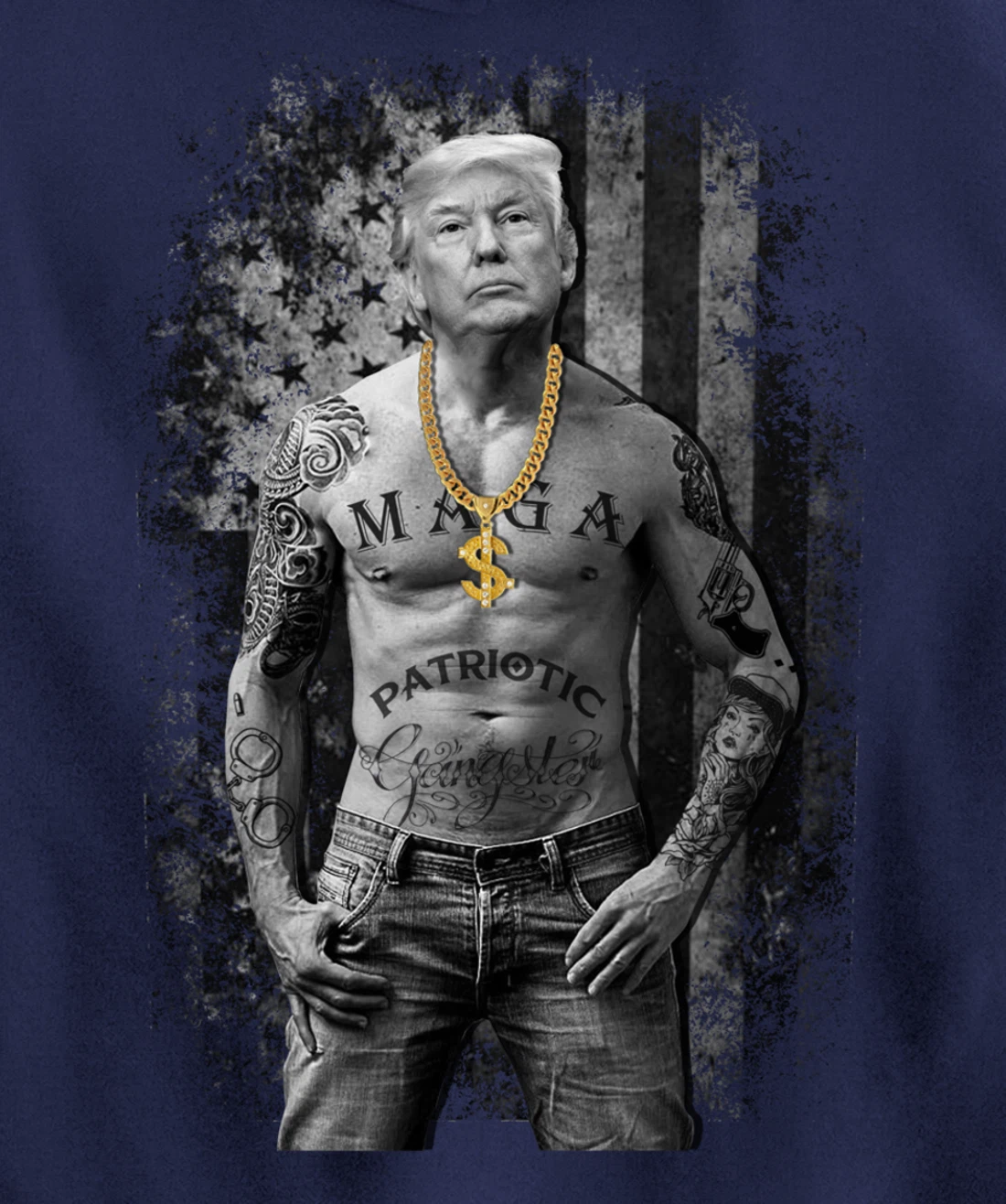 Patriotic Trump Gangster Anti Liberal Pro Republican Funny Pullover Hoodie