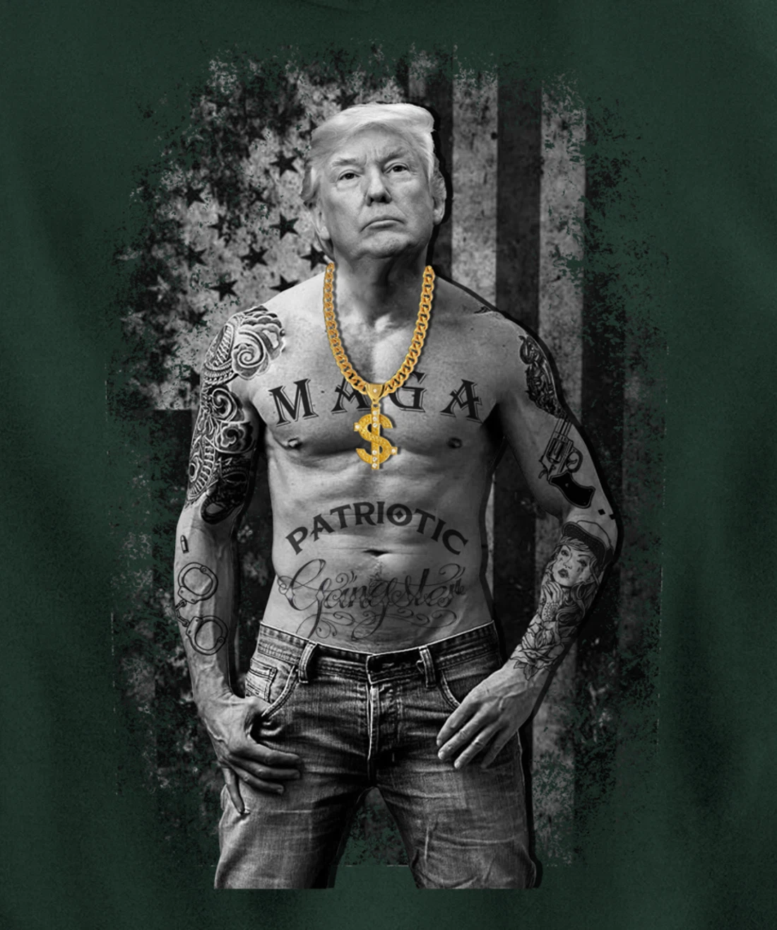 Patriotic Trump Gangster Anti Liberal Pro Republican Funny Pullover Hoodie