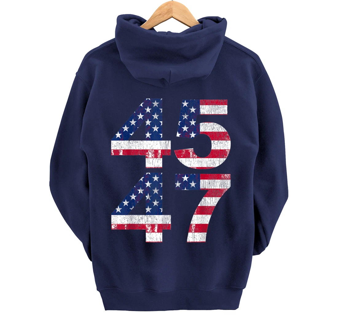 President Trump 45 47 2024 Election Vintage American Flag Pullover Hoodie