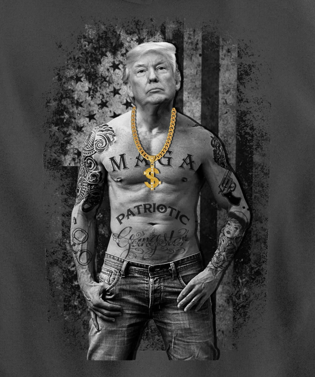 Patriotic Trump Gangster Anti Liberal Pro Republican Funny Pullover Hoodie