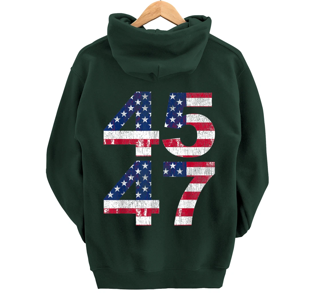 President Trump 45 47 2024 Election Vintage American Flag Pullover Hoodie