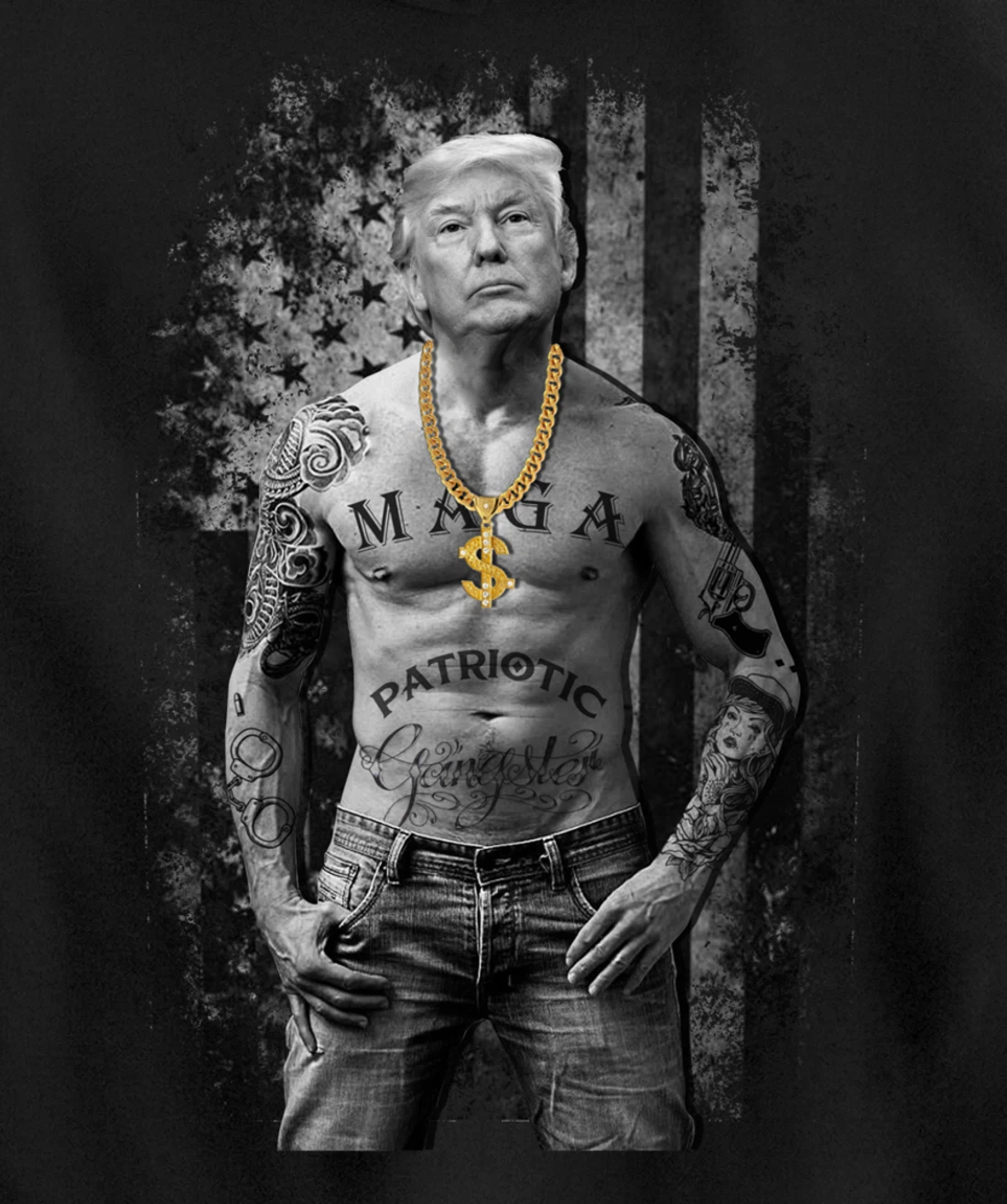 Patriotic Trump Gangster Anti Liberal Pro Republican Funny Pullover Hoodie