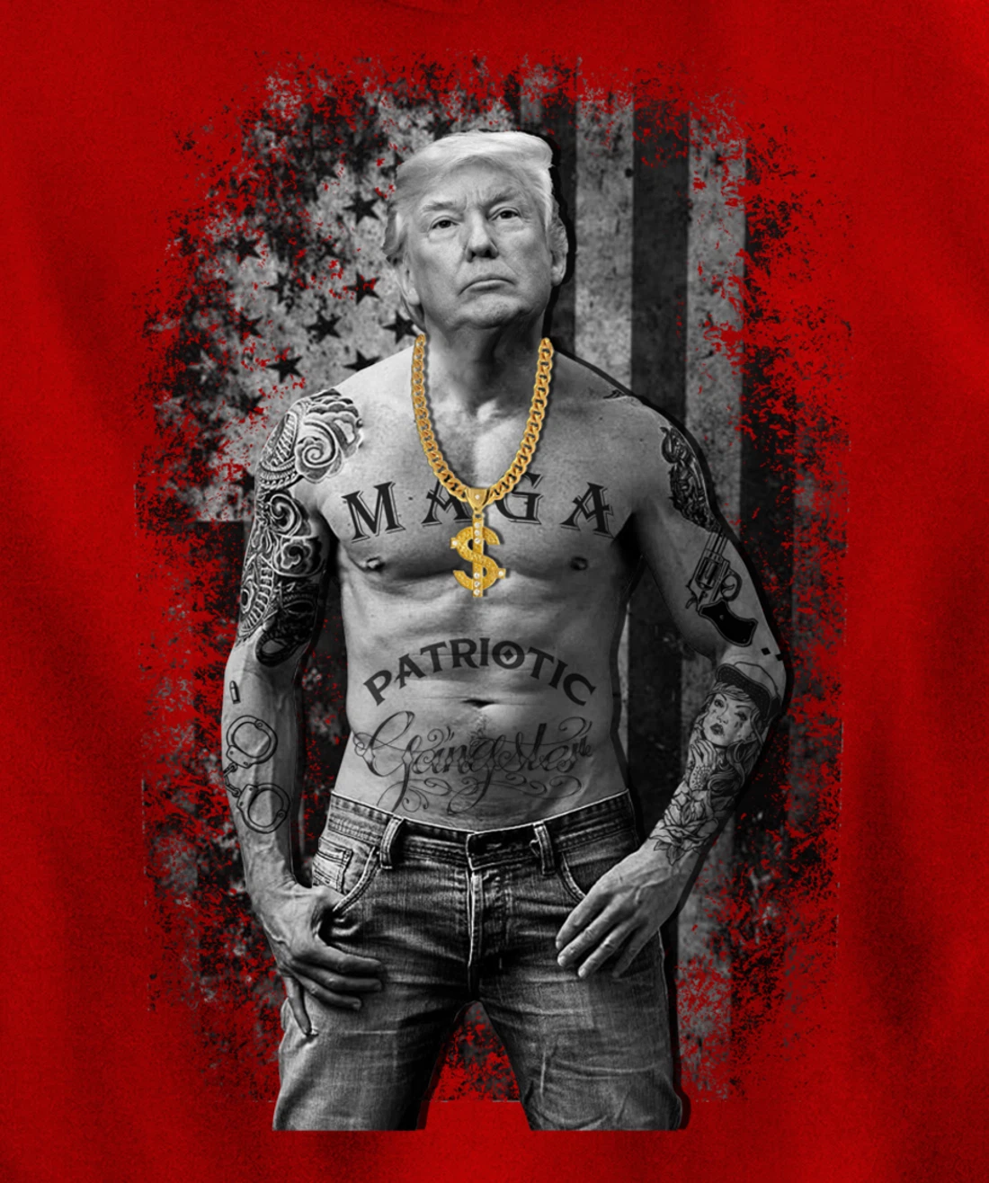 Patriotic Trump Gangster Anti Liberal Pro Republican Funny Pullover Hoodie