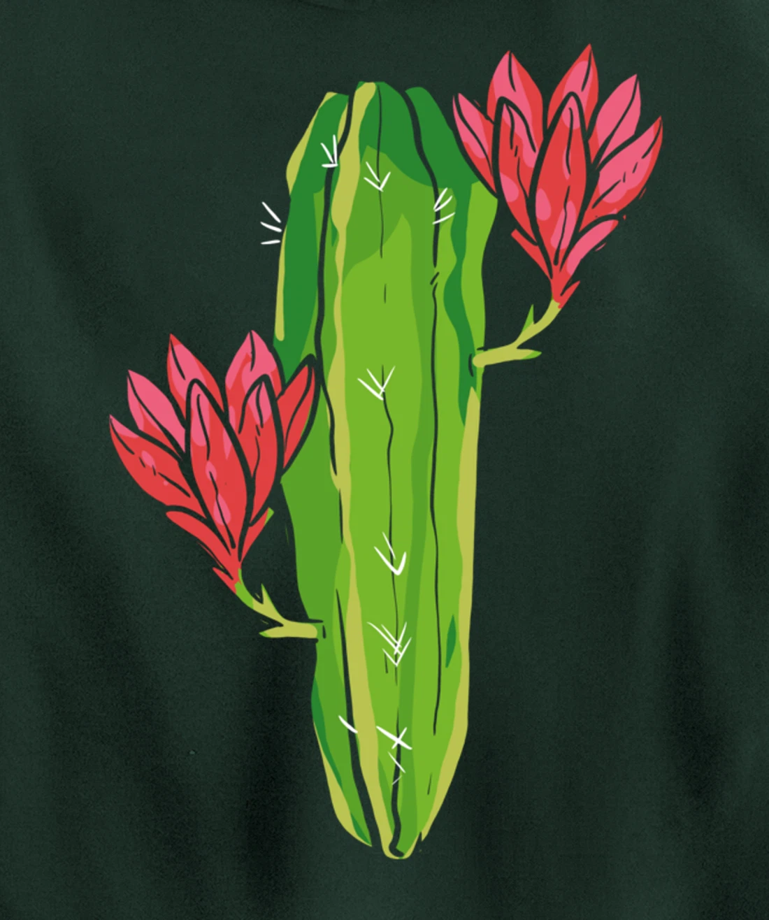 Red Flower Cactus Gardener or Plant Lover Pullover Hoodie