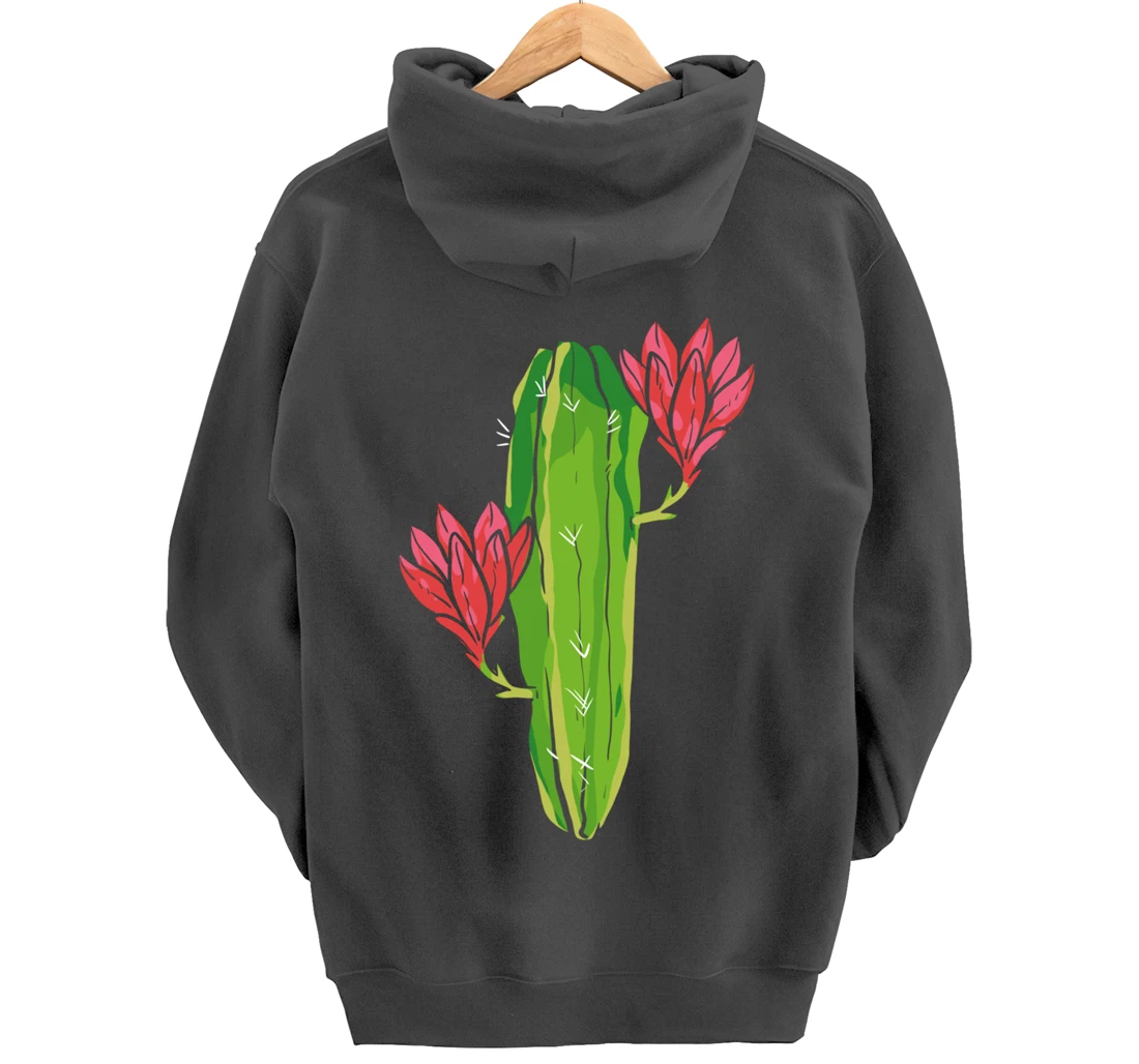 Red Flower Cactus Gardener or Plant Lover Pullover Hoodie