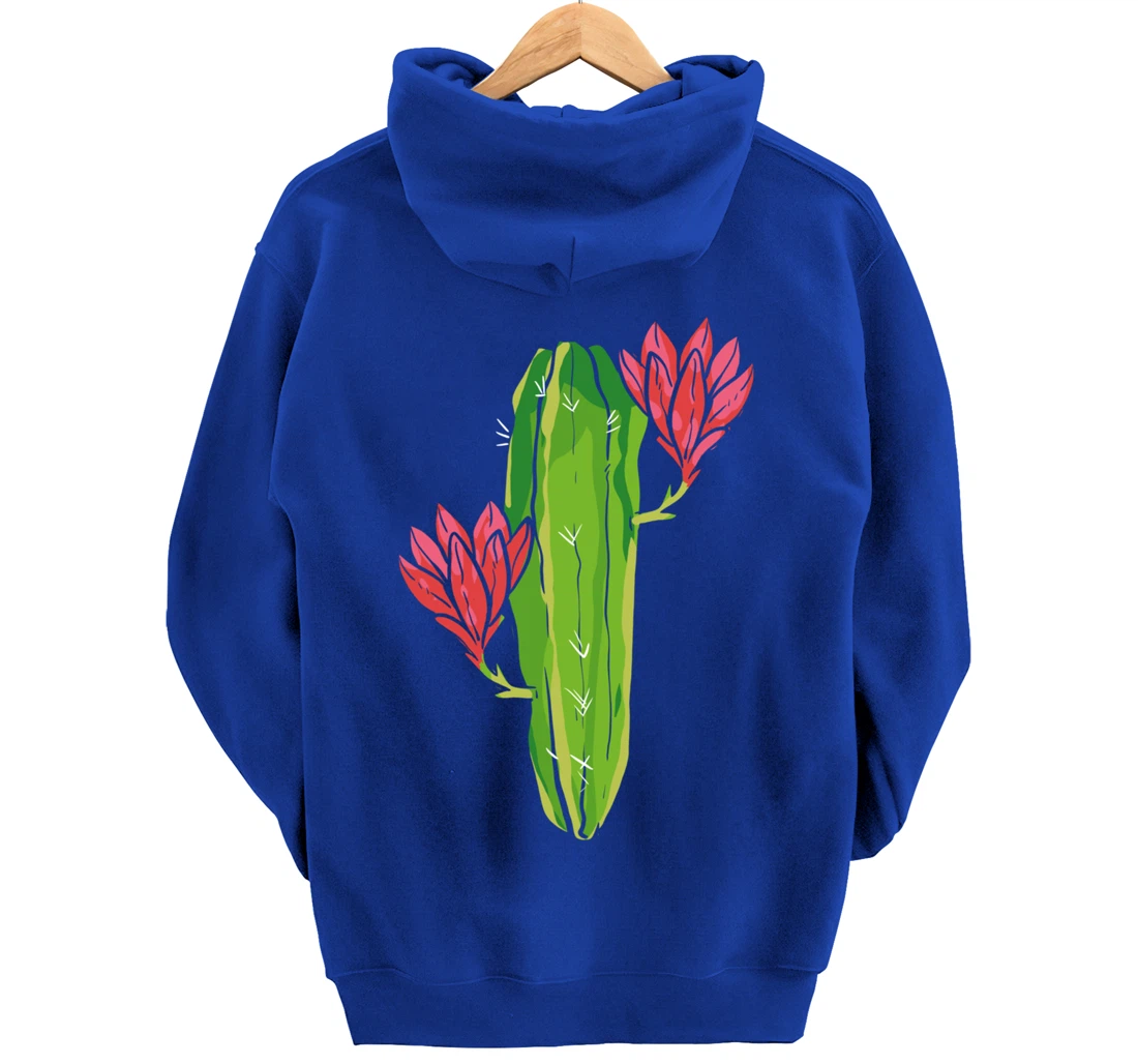 Red Flower Cactus Gardener or Plant Lover Pullover Hoodie