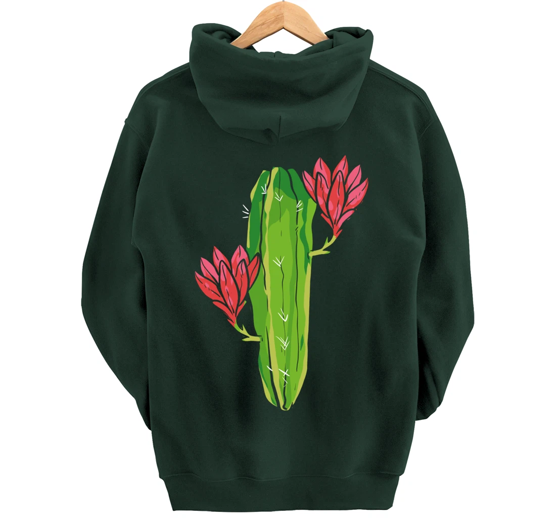 Red Flower Cactus Gardener or Plant Lover Pullover Hoodie