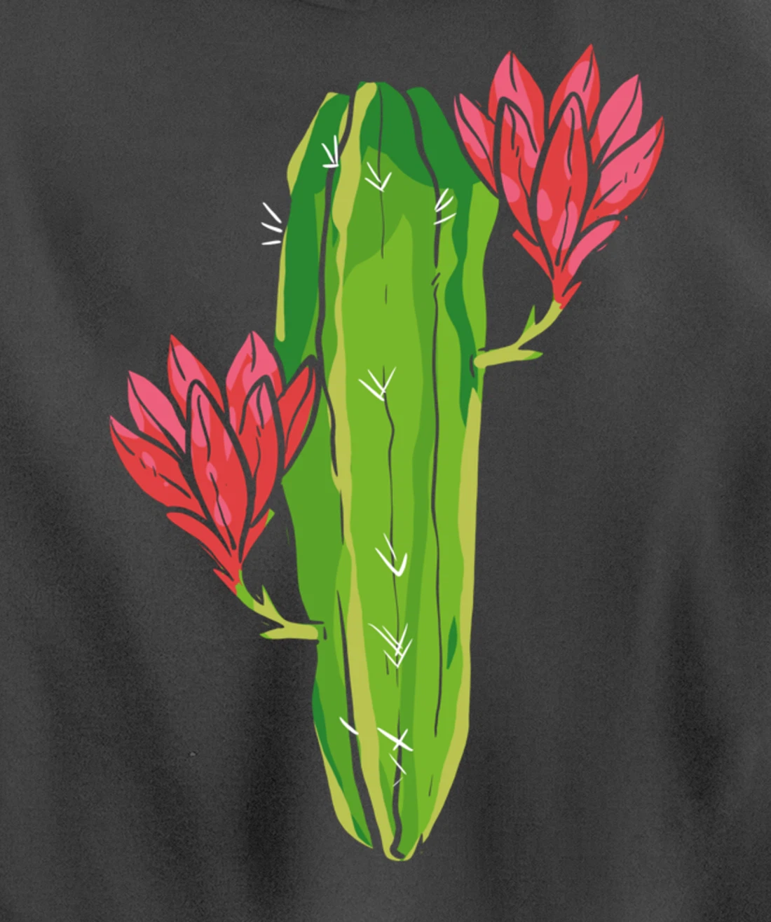 Red Flower Cactus Gardener or Plant Lover Pullover Hoodie