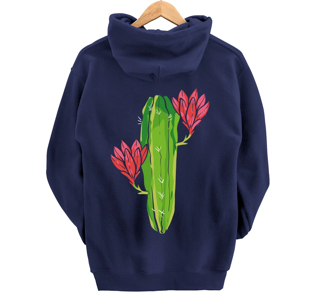 Red Flower Cactus Gardener or Plant Lover Pullover Hoodie