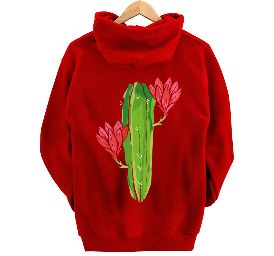 Red Flower Cactus Gardener or Plant Lover Pullover Hoodie