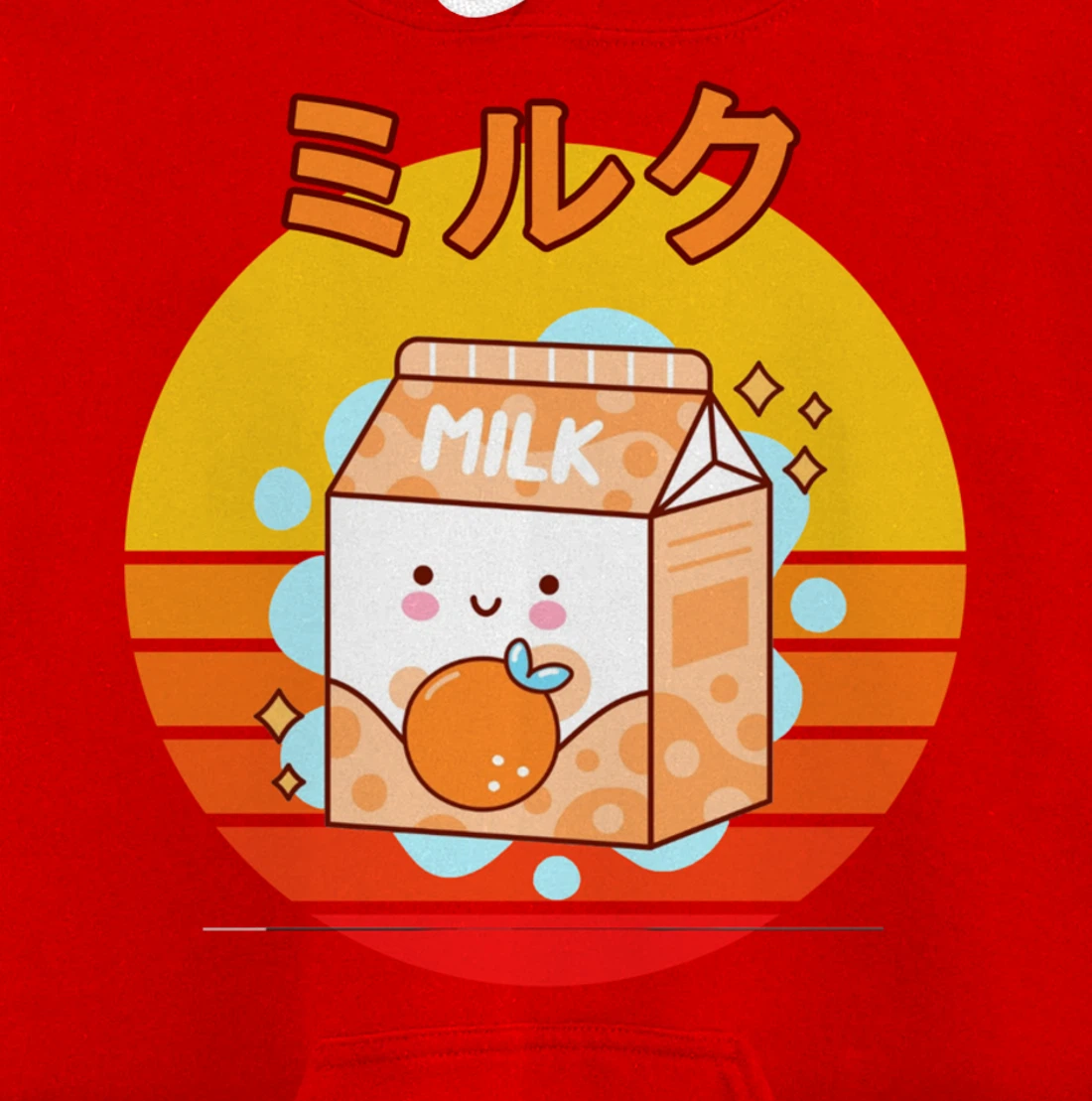 Cute Retro 90s Japanese Kawaii Orange Milk Shake Carton Pullover Hoodie