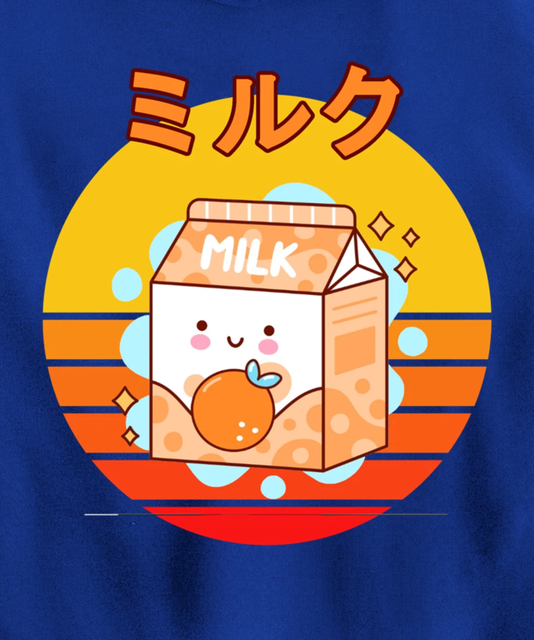 Cute Retro 90s Japanese Kawaii Orange Milk Shake Carton Pullover Hoodie