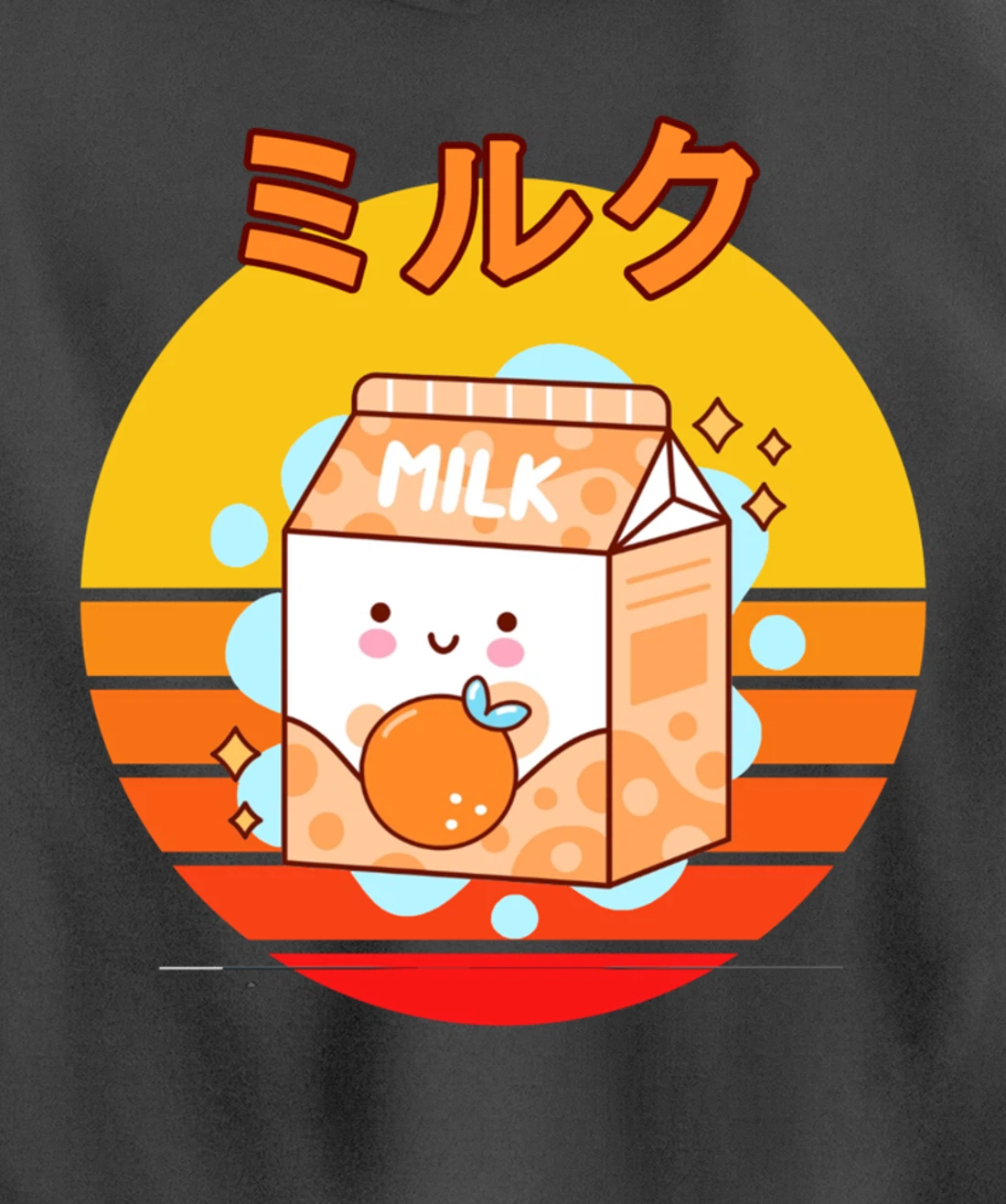 Cute Retro 90s Japanese Kawaii Orange Milk Shake Carton Pullover Hoodie