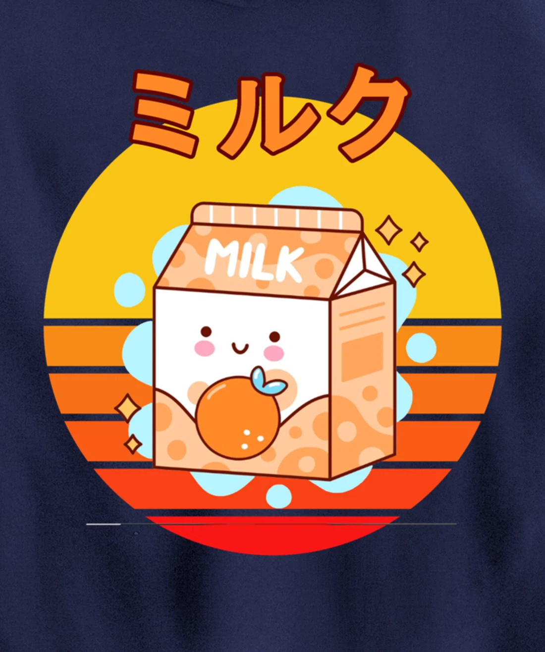 Cute Retro 90s Japanese Kawaii Orange Milk Shake Carton Pullover Hoodie