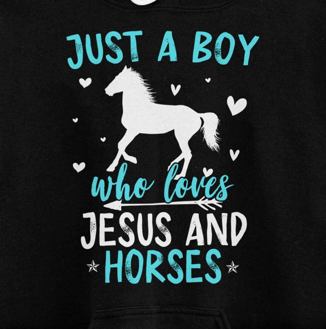 Funny Horse Lover Jesus Graphic for Boys and Men Horse Pullover Hoodie
