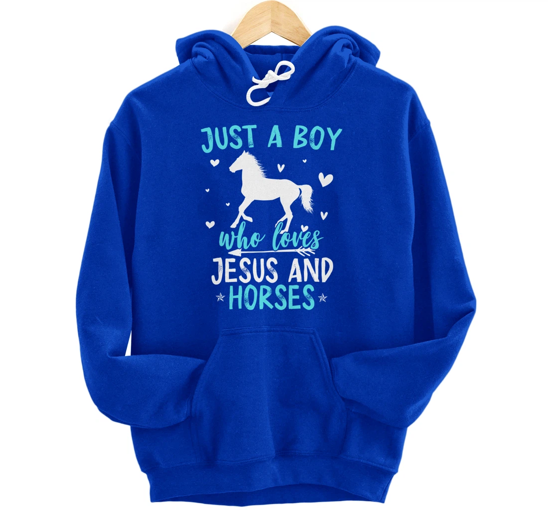 Funny Horse Lover Jesus Graphic for Boys and Men Horse Pullover Hoodie