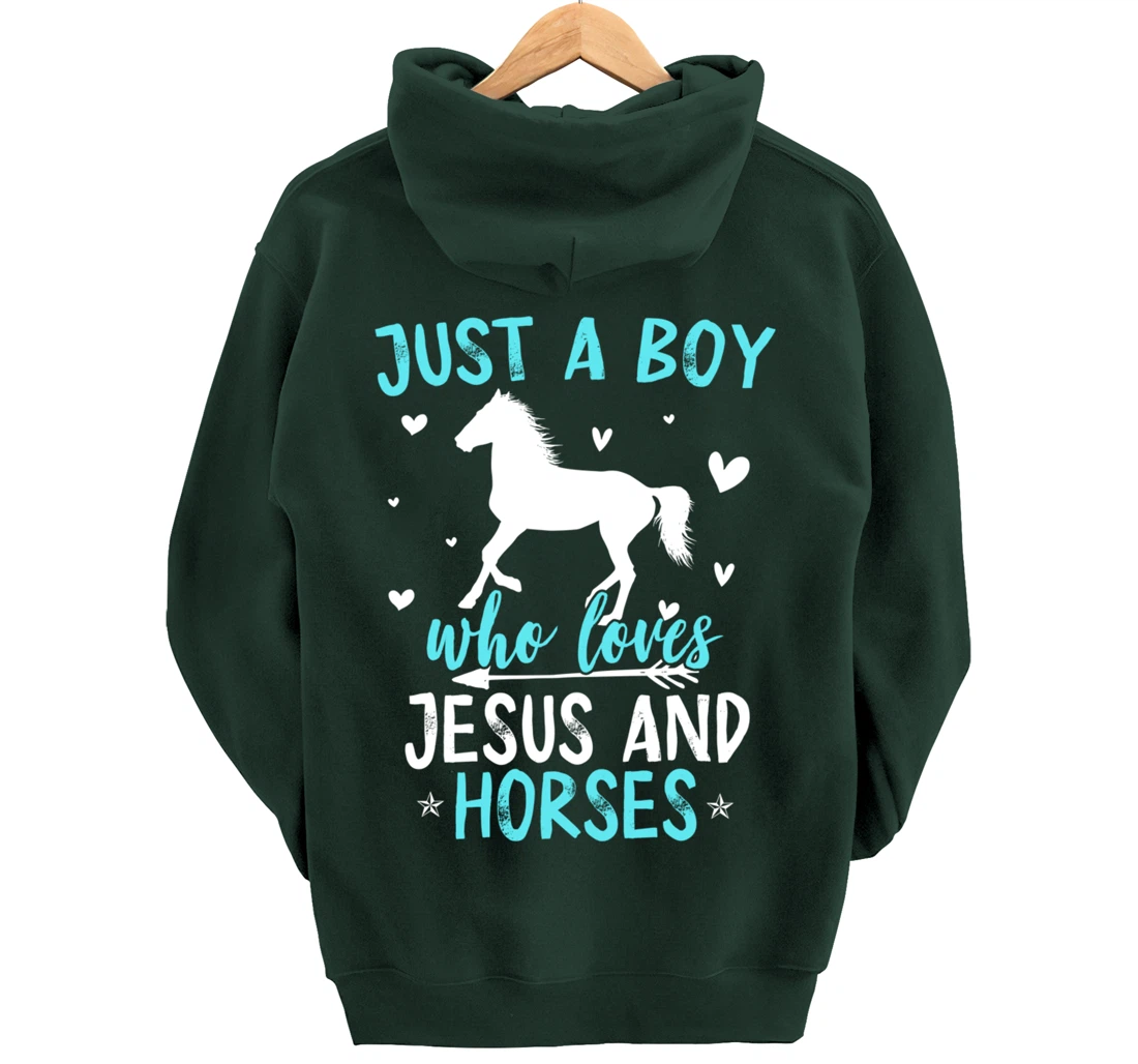 Funny Horse Lover Jesus Graphic for Boys and Men Horse Pullover Hoodie