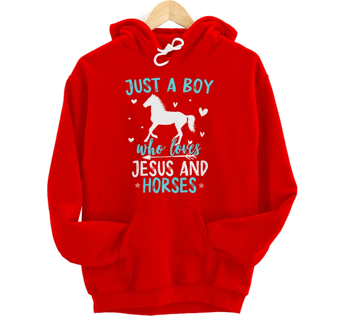 Funny Horse Lover Jesus Graphic for Boys and Men Horse Pullover Hoodie