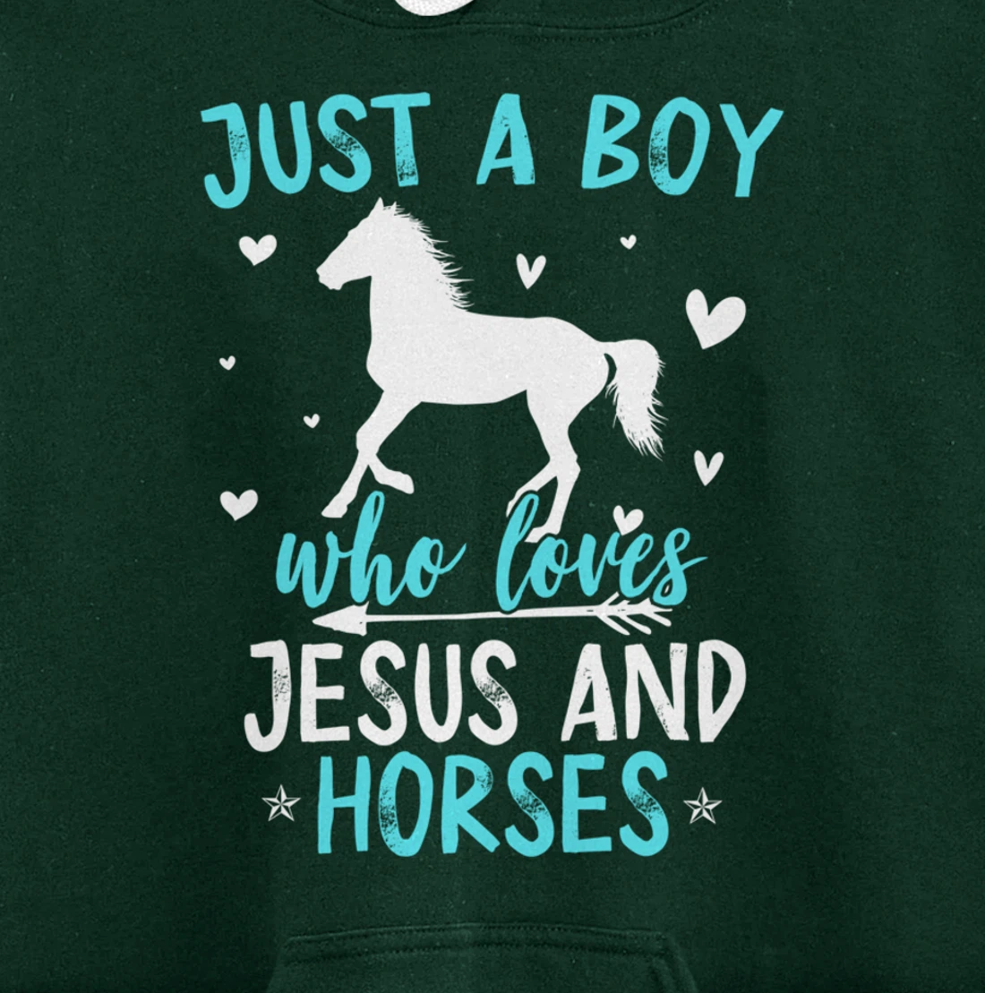 Funny Horse Lover Jesus Graphic for Boys and Men Horse Pullover Hoodie