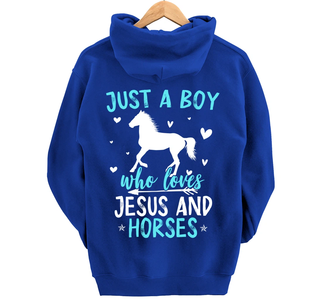 Funny Horse Lover Jesus Graphic for Boys and Men Horse Pullover Hoodie