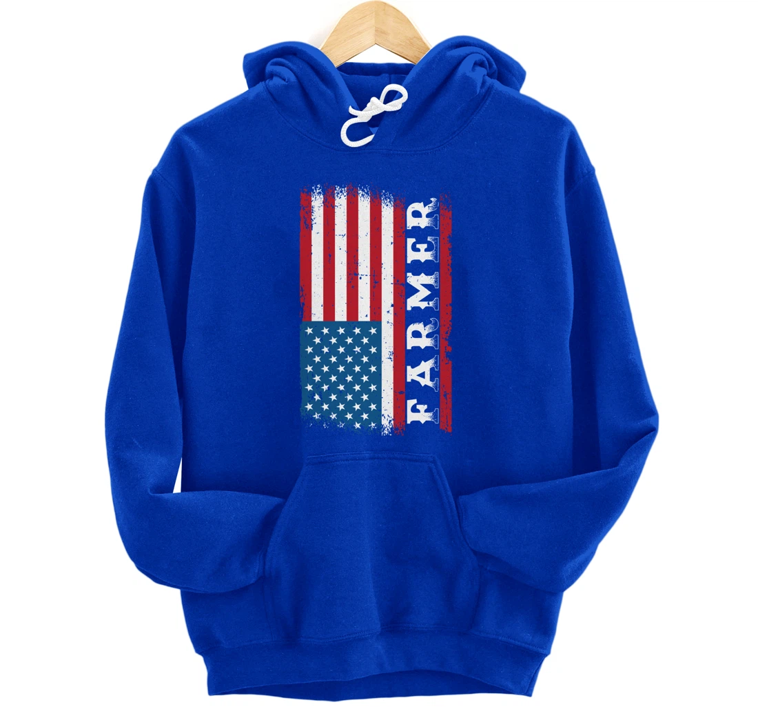 Patriotic Farm Lover American Flag Graphic Women Men Farmer Pullover Hoodie