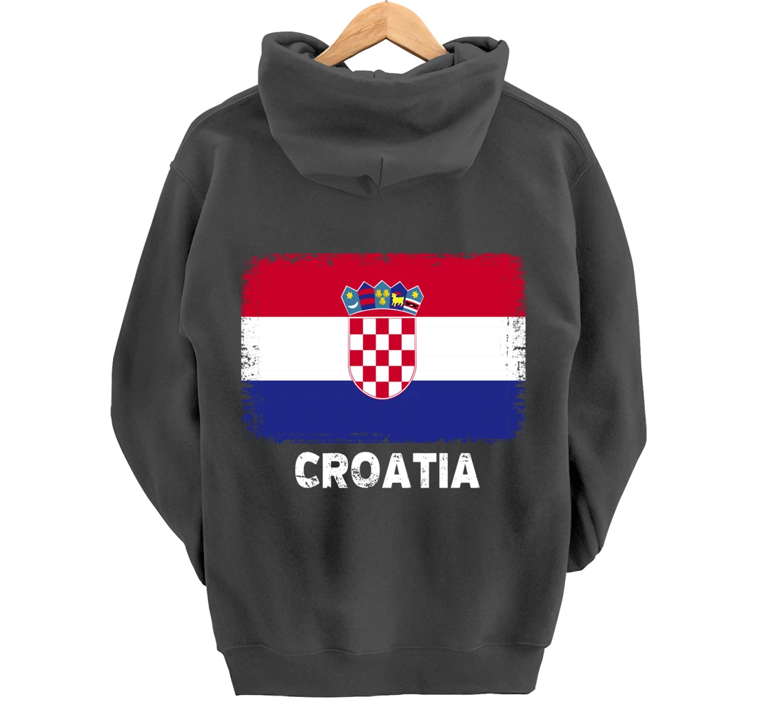 Croatian people Vintage Croatia Flag Pullover Hoodie