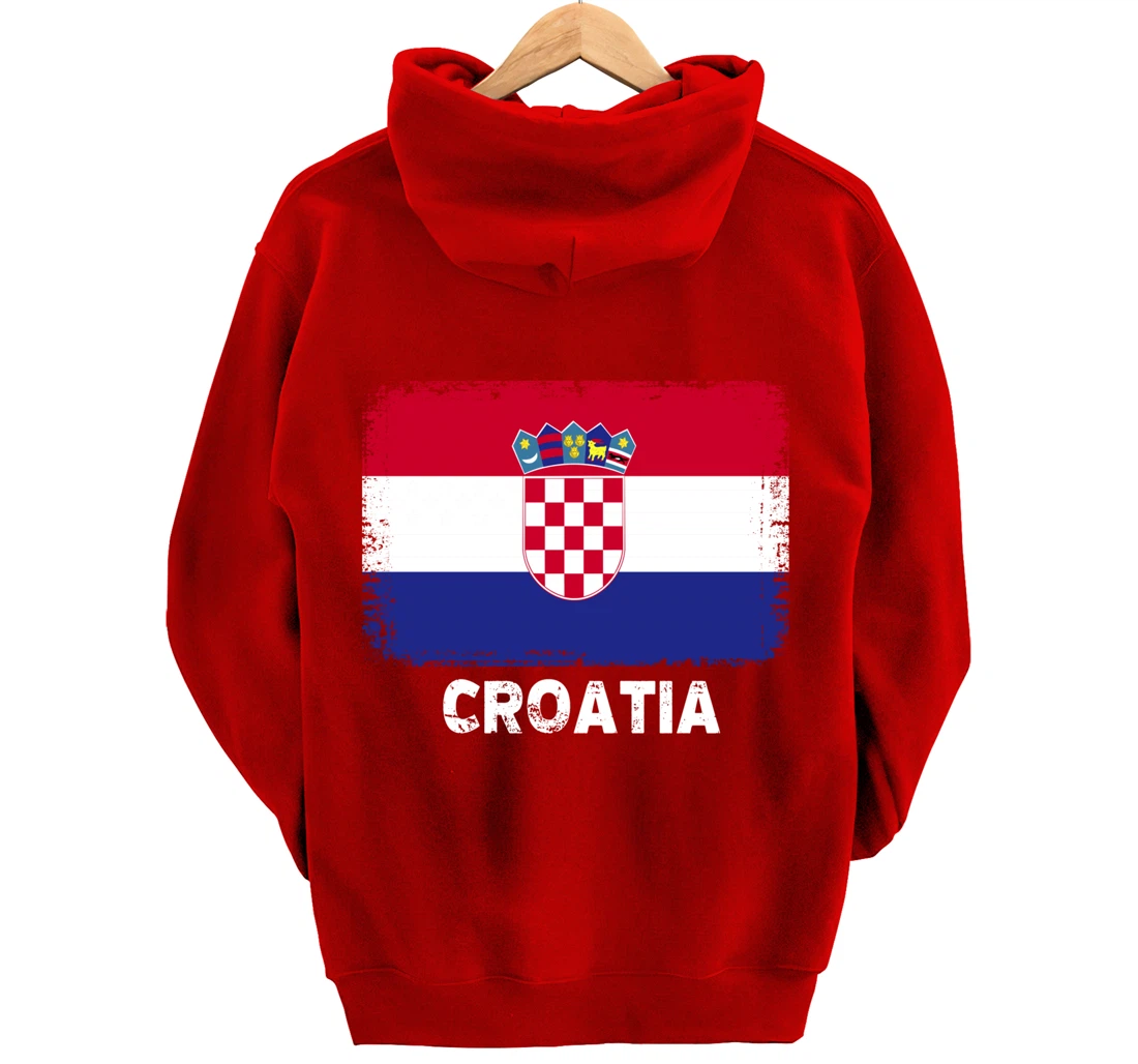 Croatian people Vintage Croatia Flag Pullover Hoodie