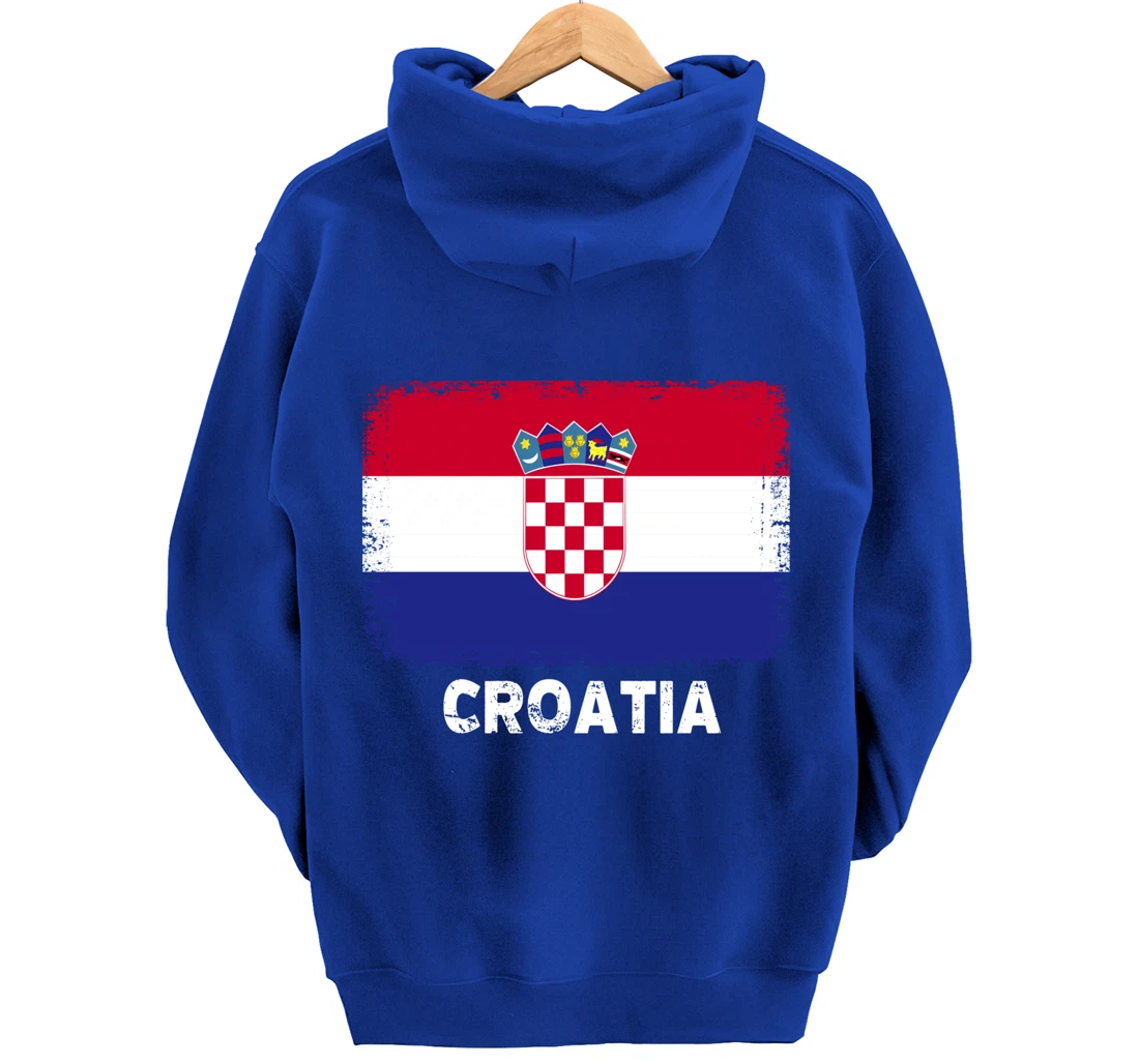 Croatian people Vintage Croatia Flag Pullover Hoodie