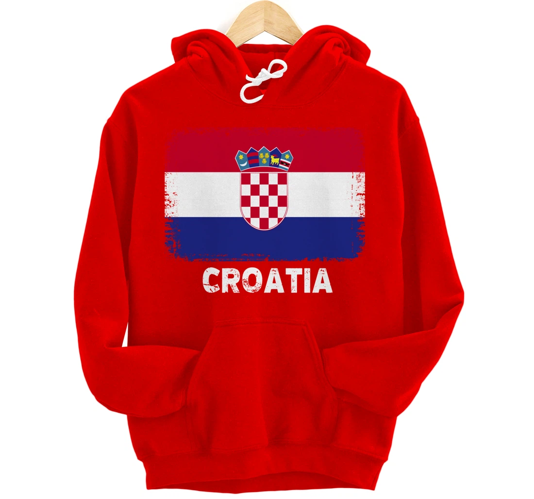 Croatian people Vintage Croatia Flag Pullover Hoodie