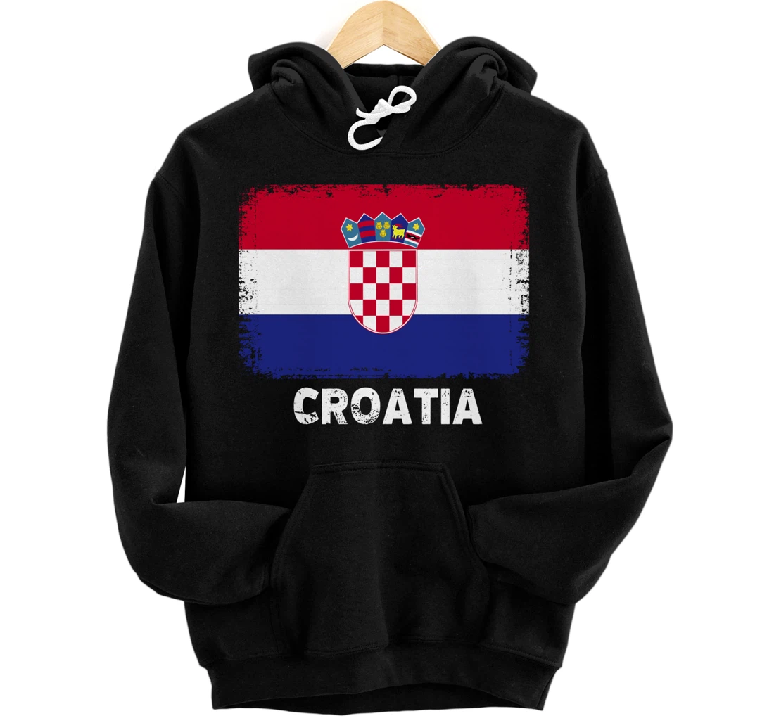 Croatian people Vintage Croatia Flag Pullover Hoodie