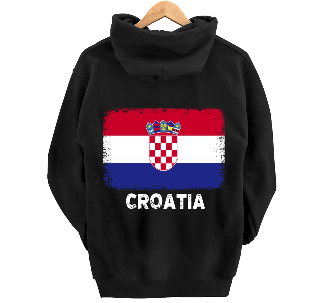 Croatian people Vintage Croatia Flag Pullover Hoodie