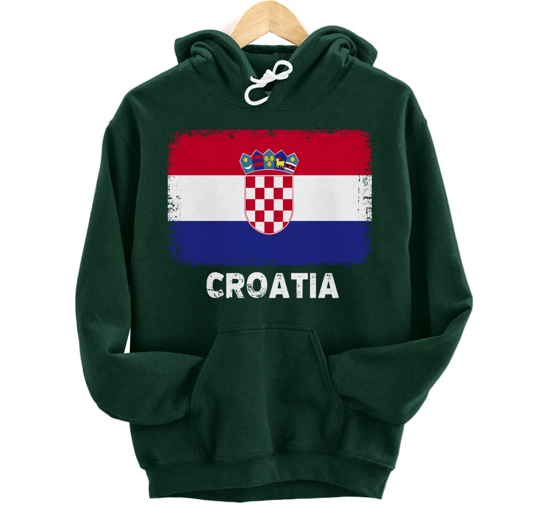 Croatian people Vintage Croatia Flag Pullover Hoodie