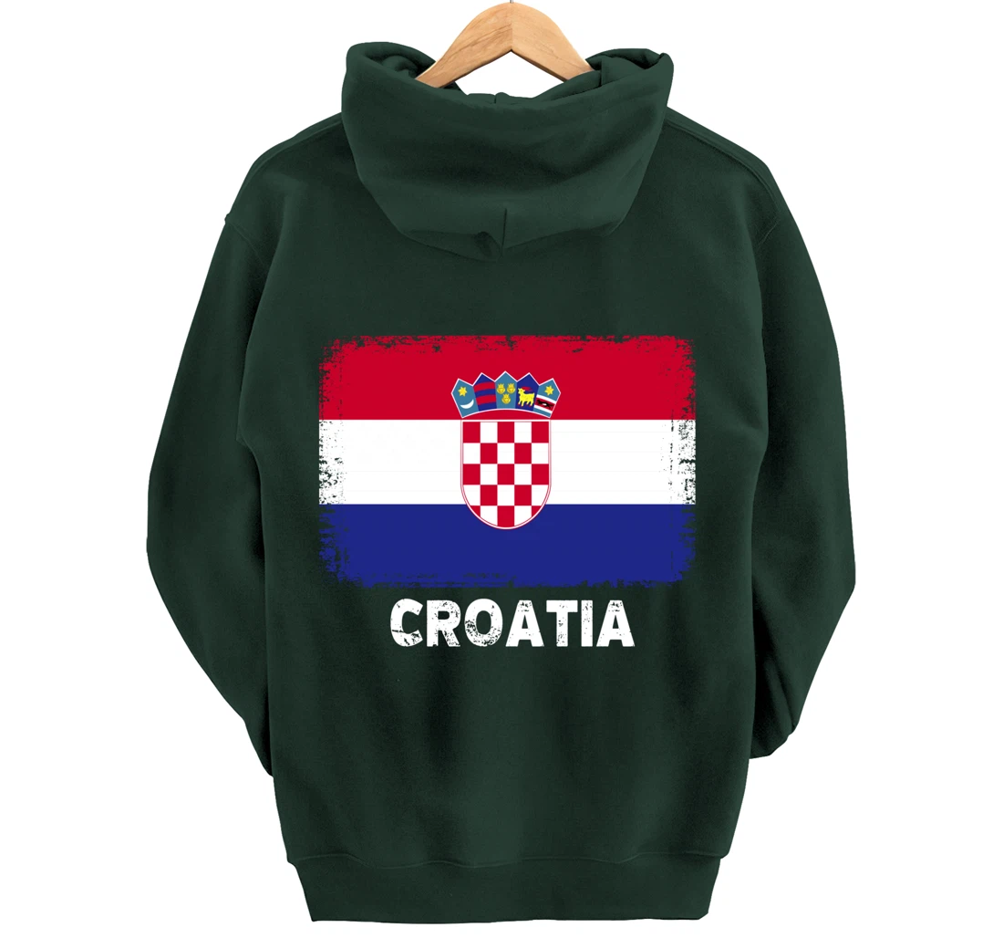 Croatian people Vintage Croatia Flag Pullover Hoodie
