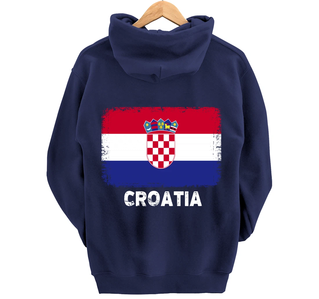 Croatian people Vintage Croatia Flag Pullover Hoodie