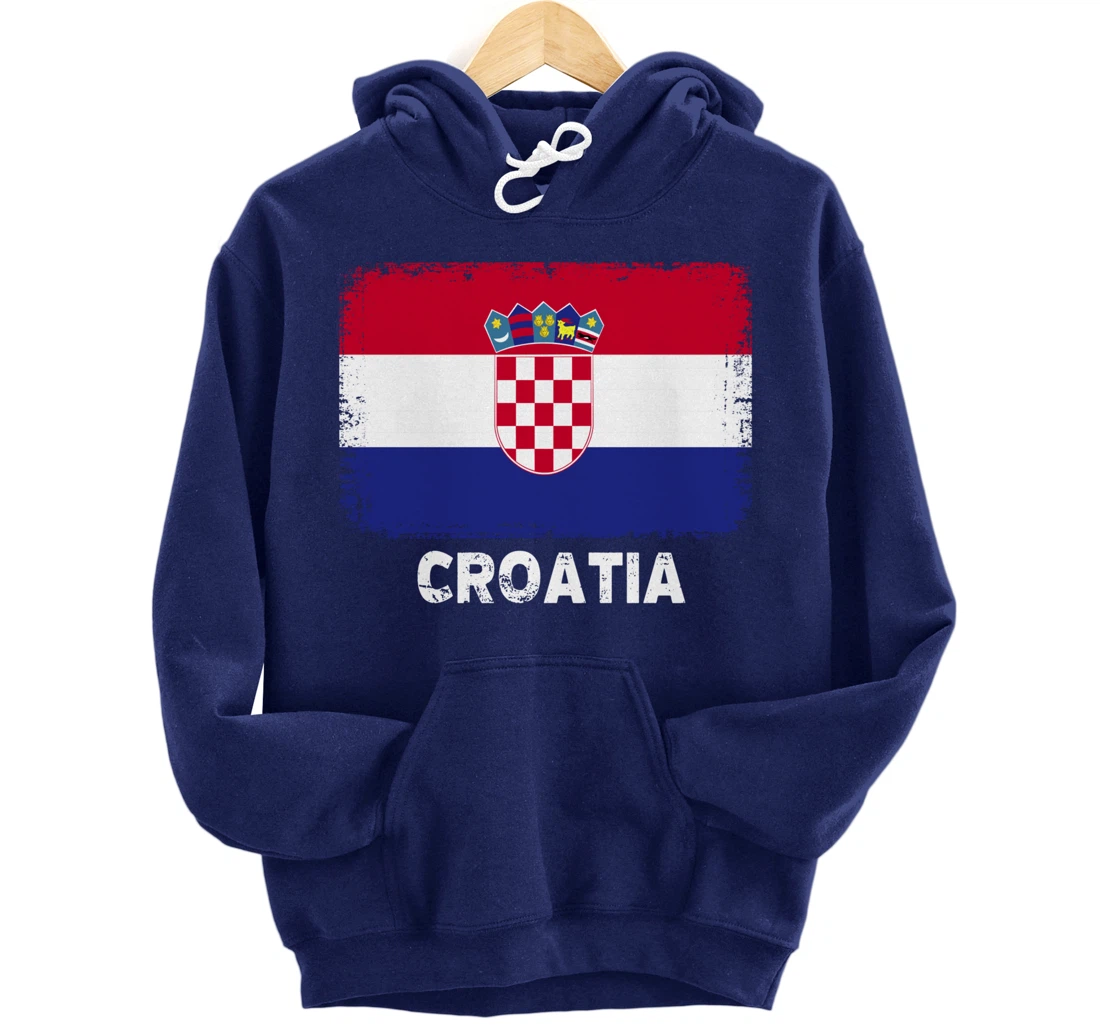 Croatian people Vintage Croatia Flag Pullover Hoodie