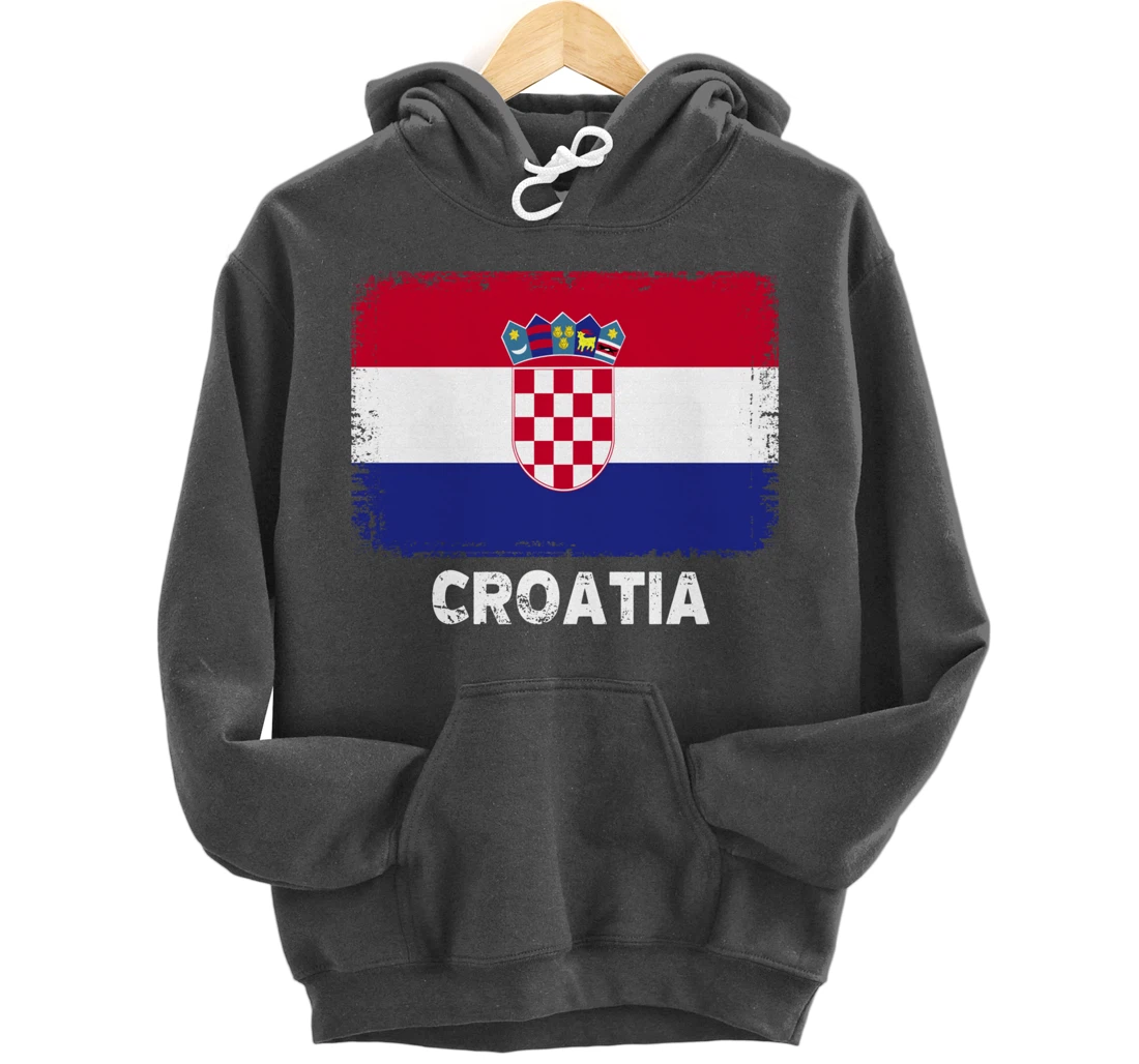 Croatian people Vintage Croatia Flag Pullover Hoodie